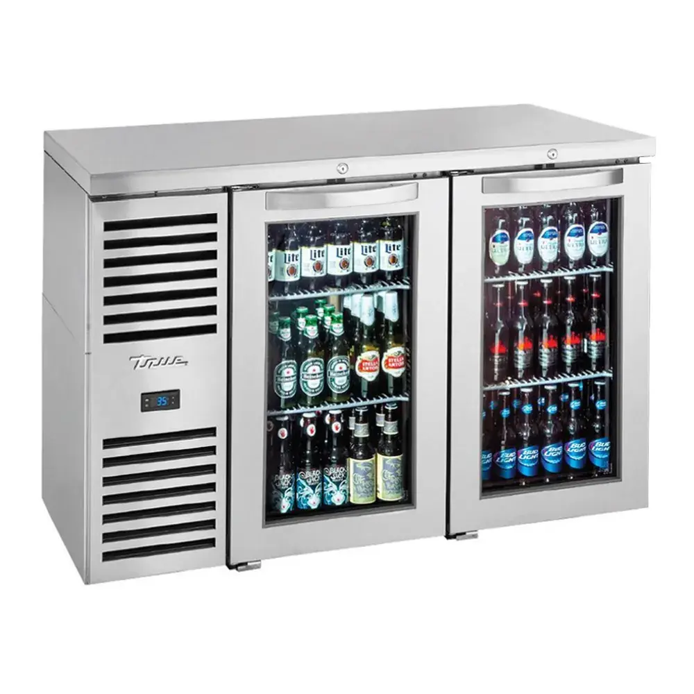 True TBR52-RISZ1-L-S-GG-1 52" Bar Refrigerator - Swinging Glass Doors, Stainless, 115v