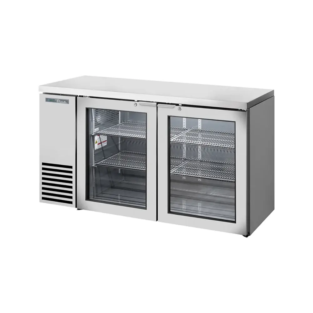 True TBB24-60-2G-Z1-SFT-S-1 60 1/8" Bar Refrigerator - 2 Swinging Glass Doors, Stainless, 115v
