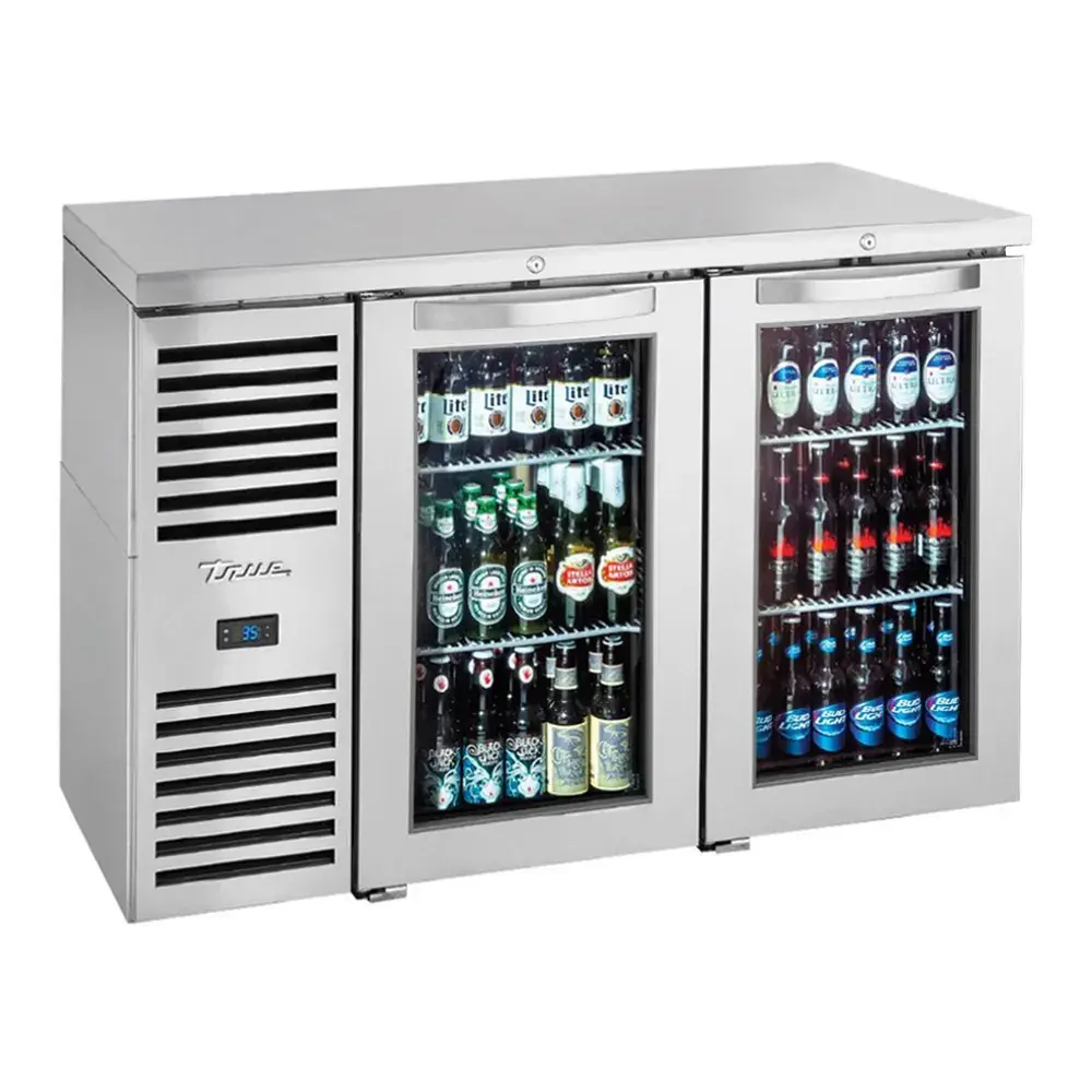 True TBR60-RISZ1-L-S-GG-1 60" Bar Refrigerator - Swinging Glass Doors, Stainless, 115v
