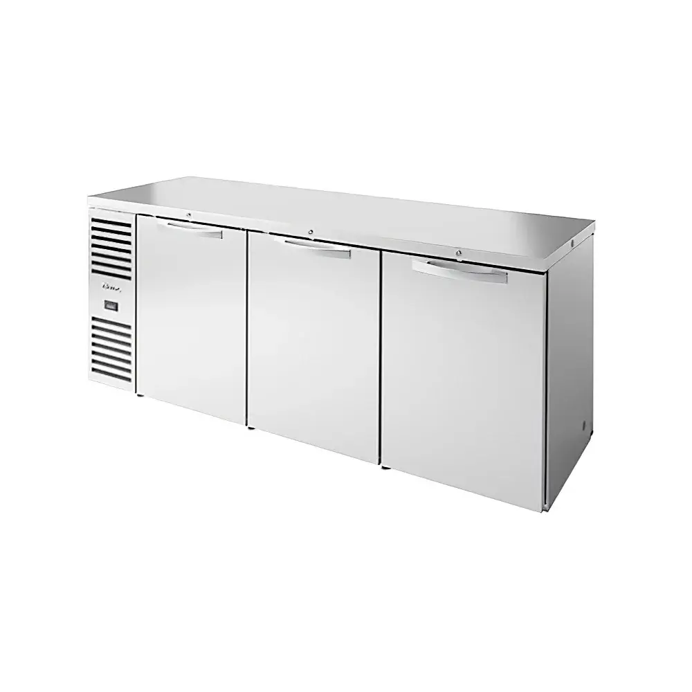 True TBR84-PTSZ1-L-S-SSS-SSS-1 84" Bar Refrigerator - Swinging Solid Doors, Stainless, 115v