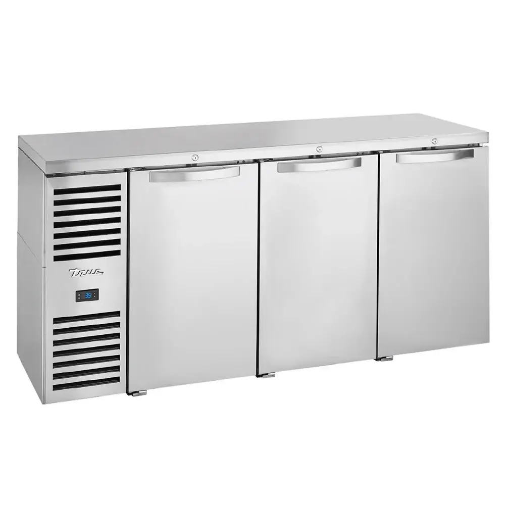 True TBR72-RISZ1-L-S-SSS-1 72" Bar Refrigerator - Swinging Solid Doors, Stainless, 115v