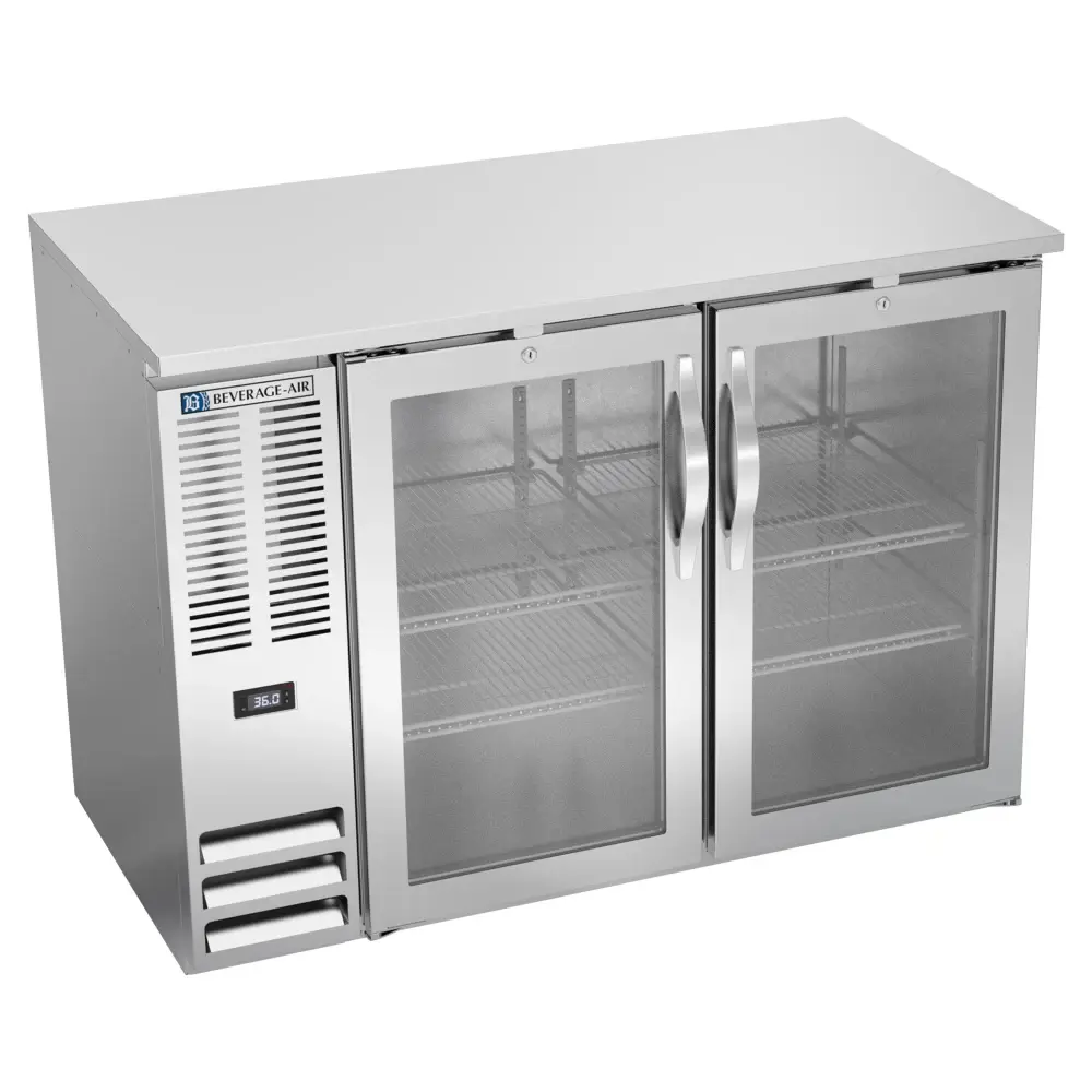 Beverage-Air BBN48HC-G-S 48" Bar Refrigerator - 2 Swinging Glass Doors, Stainless, 115v