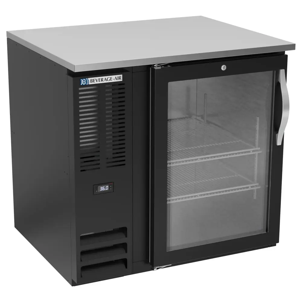 Beverage-Air BB36HC-G-B 36" Bar Refrigerator - 1 Swinging Glass Door, Black, 115v