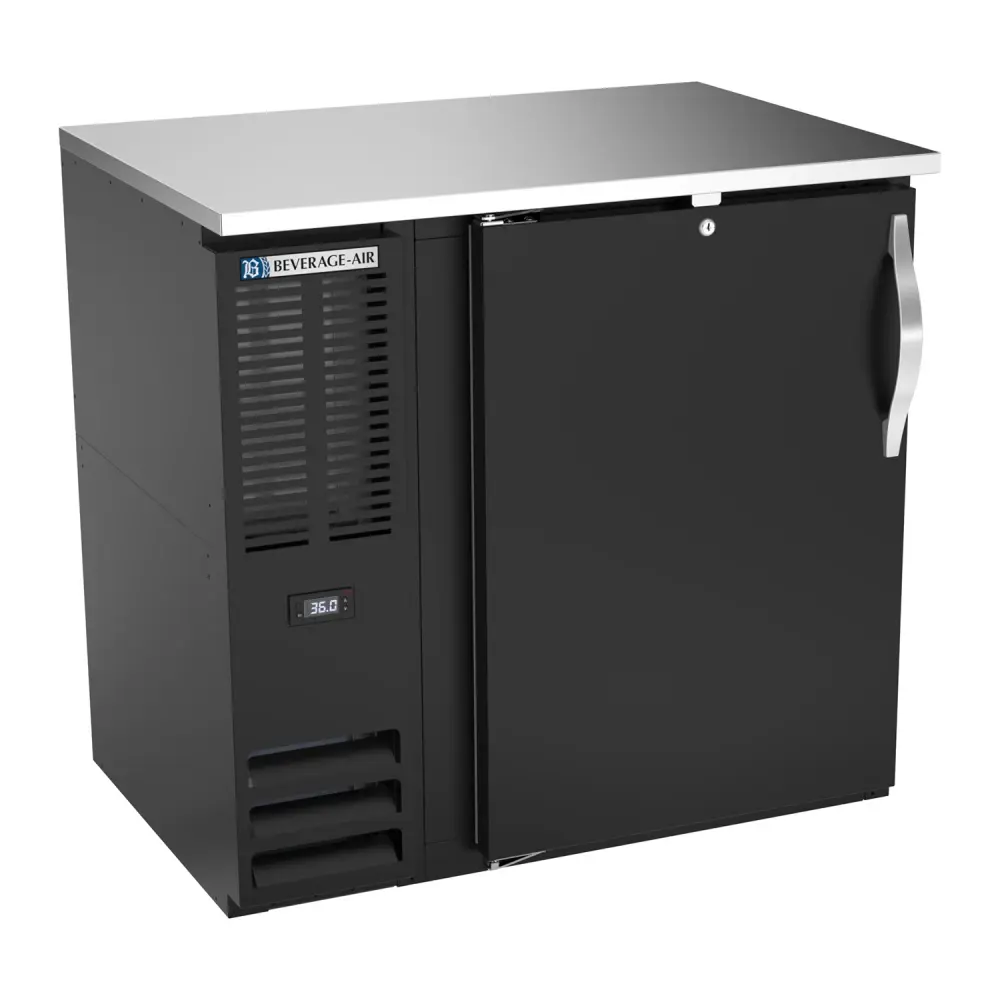Beverage-Air BBN36HC-F-B 36" Bar Refrigerator - 1 Swinging Solid Door, Black, 115v