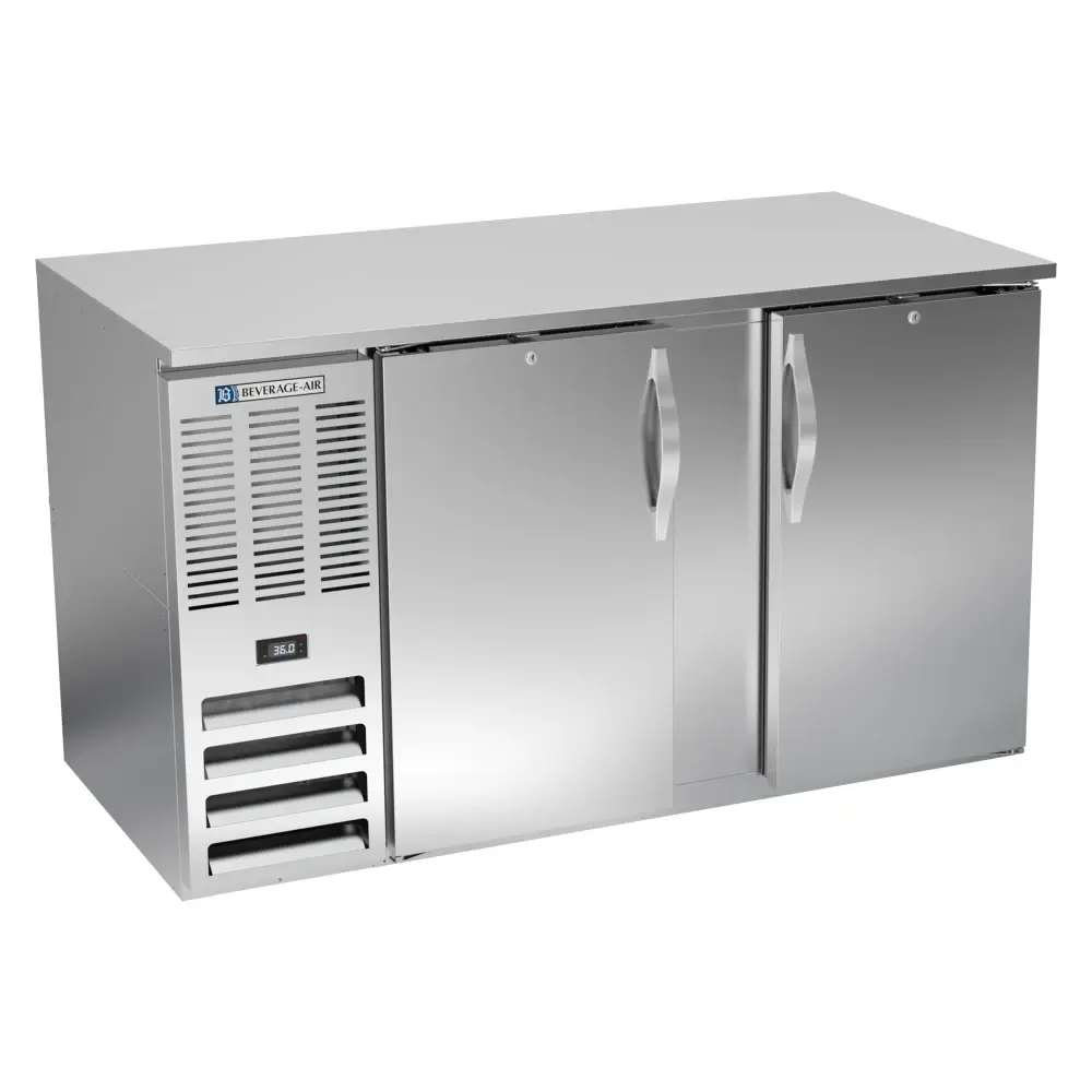 Beverage-Air BB58HC-S 58" Bar Refrigerator - 2 Swinging Solid Doors, Stainless, 115v