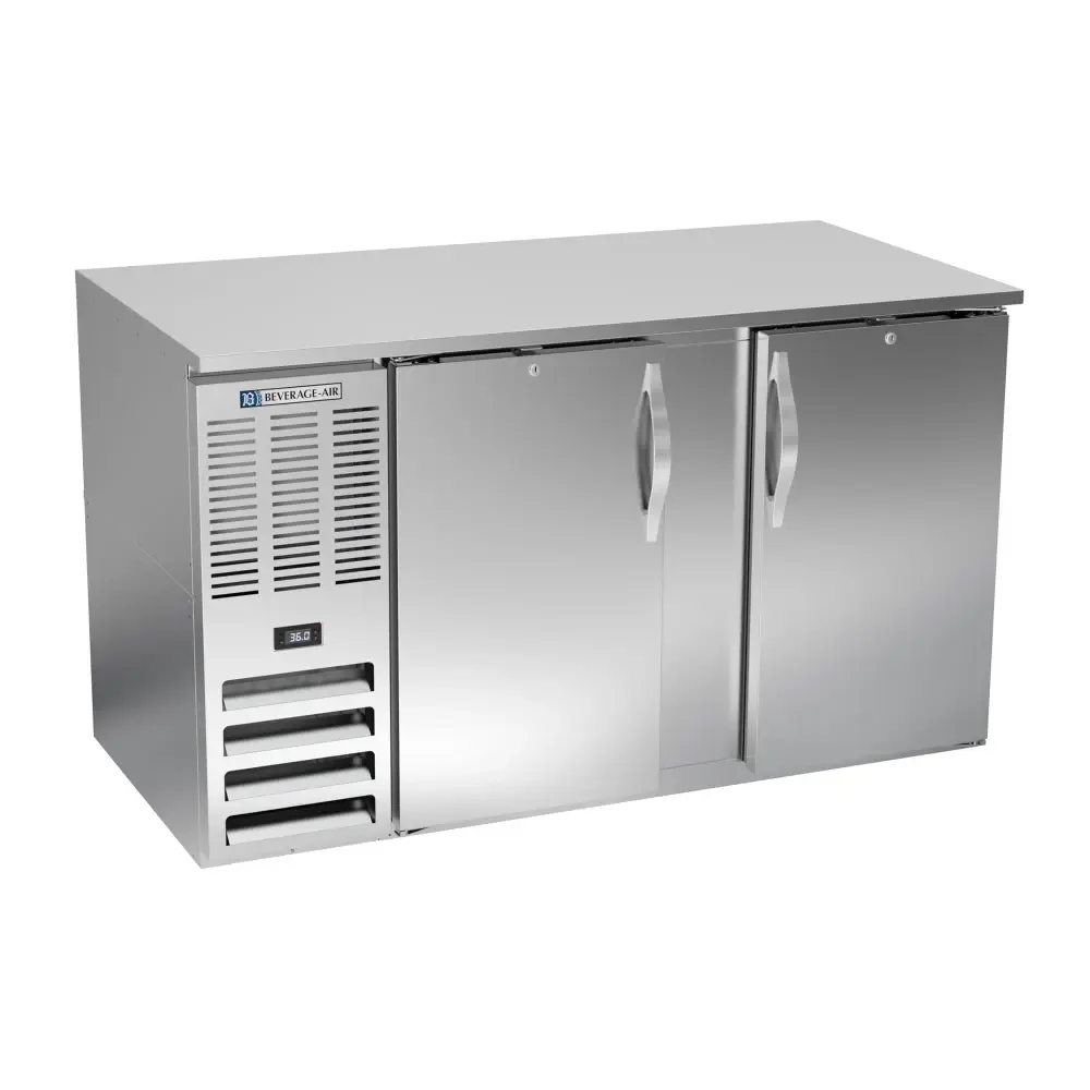 Beverage-Air BB58HC-F-S 59" Bar Refrigerator - 2 Swinging Solid Doors, Stainless, 115v