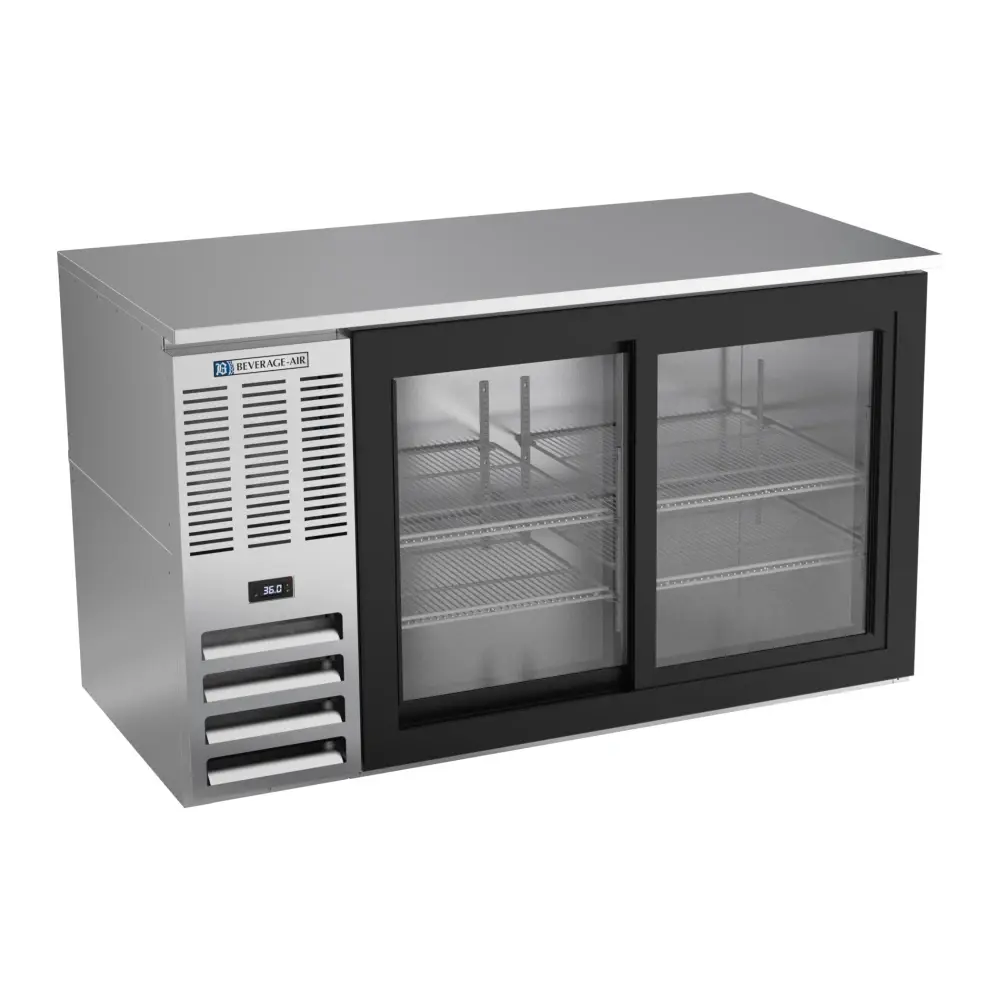 Beverage-Air BB58HC-GS-S 59" Bar Refrigerator - 2 Sliding Glass Doors, Stainless, 115v