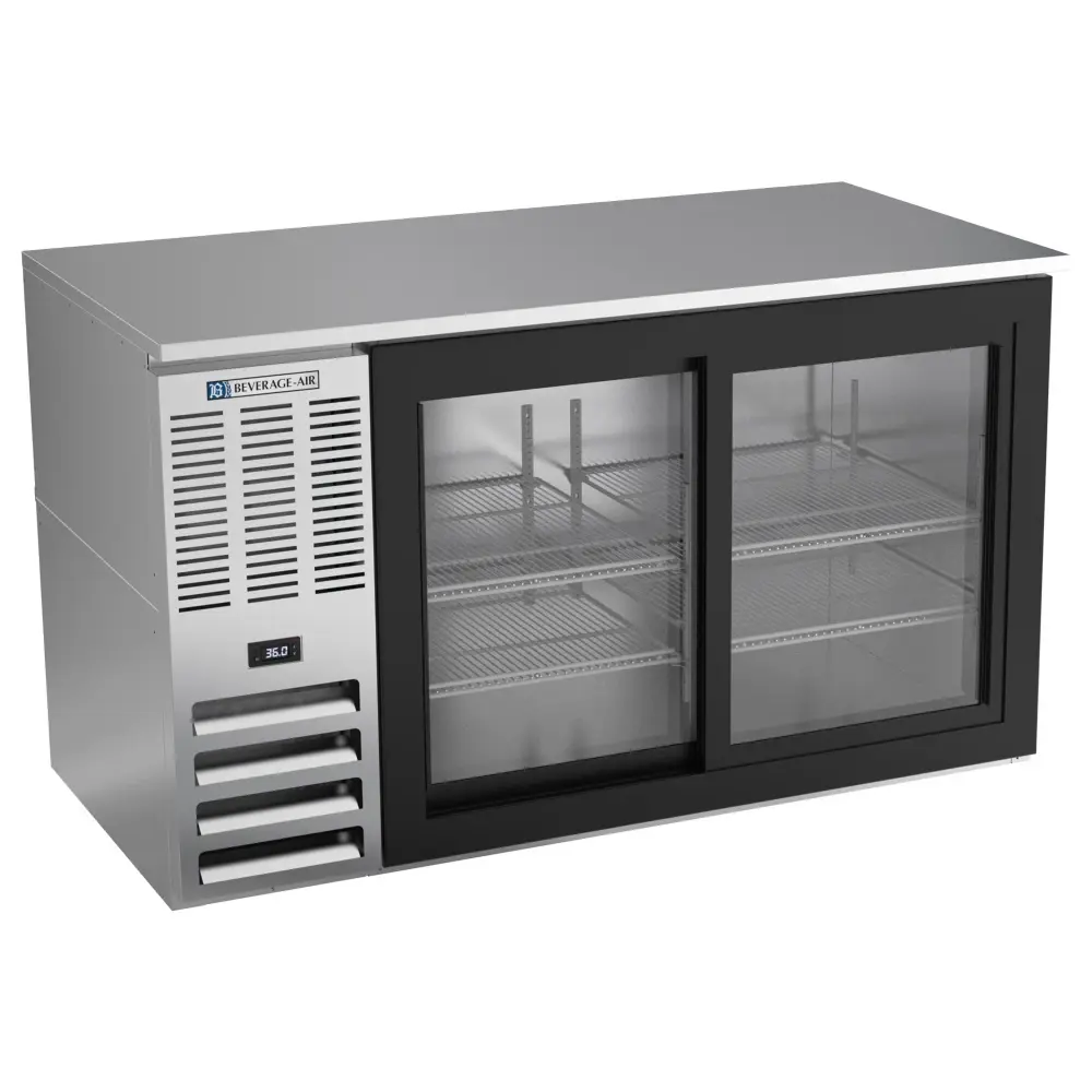 Beverage-Air BB58HC-GS-S 58" Bar Refrigerator - 2 Sliding Glass Doors, Stainless, 115v