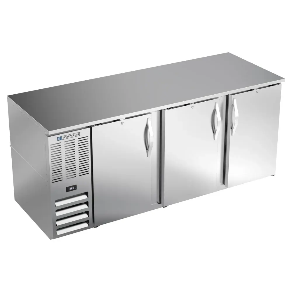 Beverage-Air BB78HC-S 78" Bar Refrigerator - 3 Swinging Solid Doors, Stainless, 115v