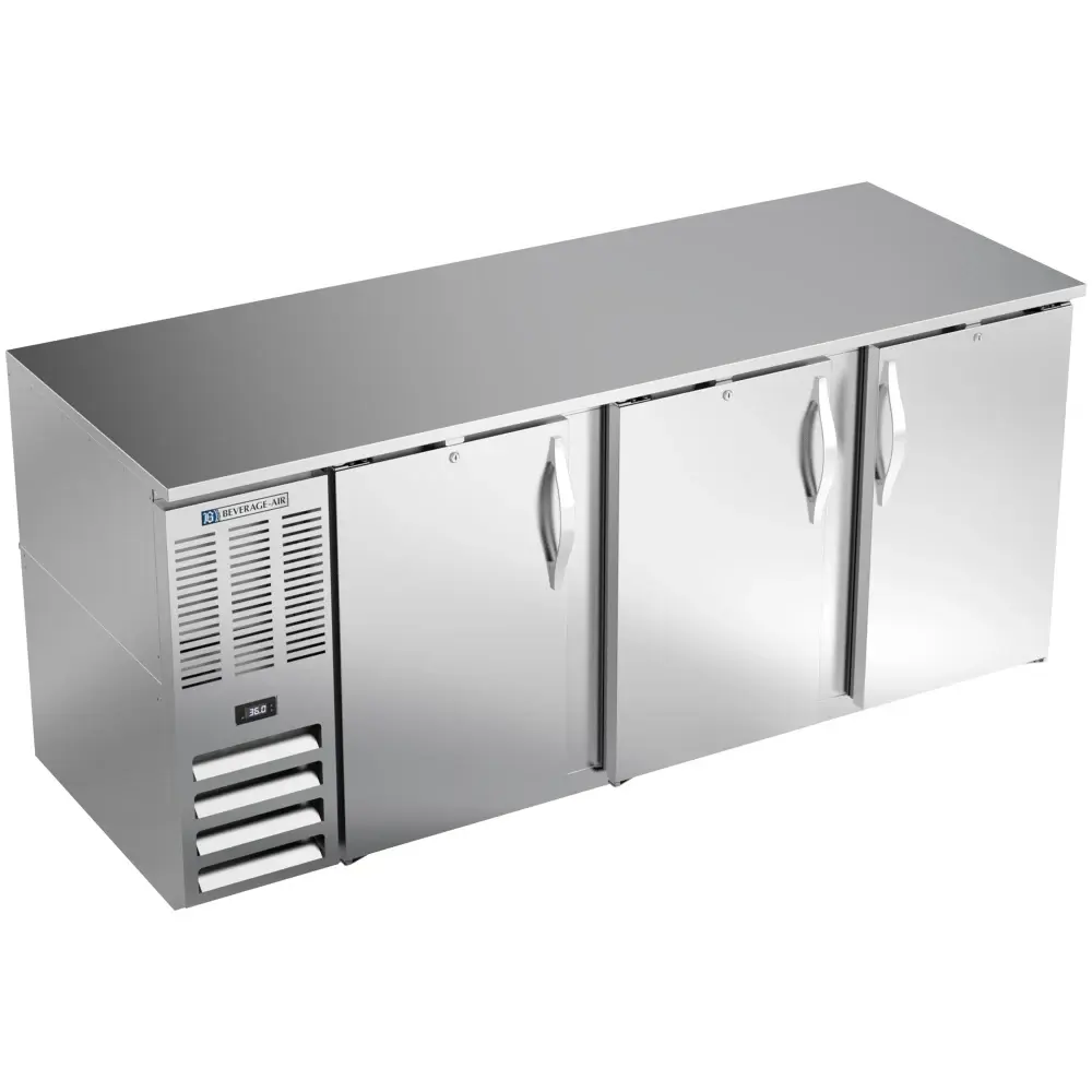 Beverage-Air BB78HC-S 79" Bar Refrigerator - 3 Swinging Solid Doors, Stainless, 115v