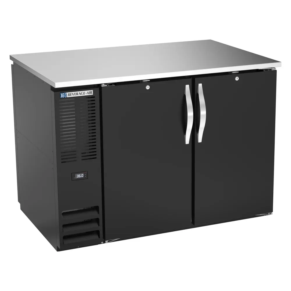 Beverage-Air BB48HC-PT-B 48" Pass Thru Bar Refrigerator - 4 Swinging Solid Doors, Black, 115v