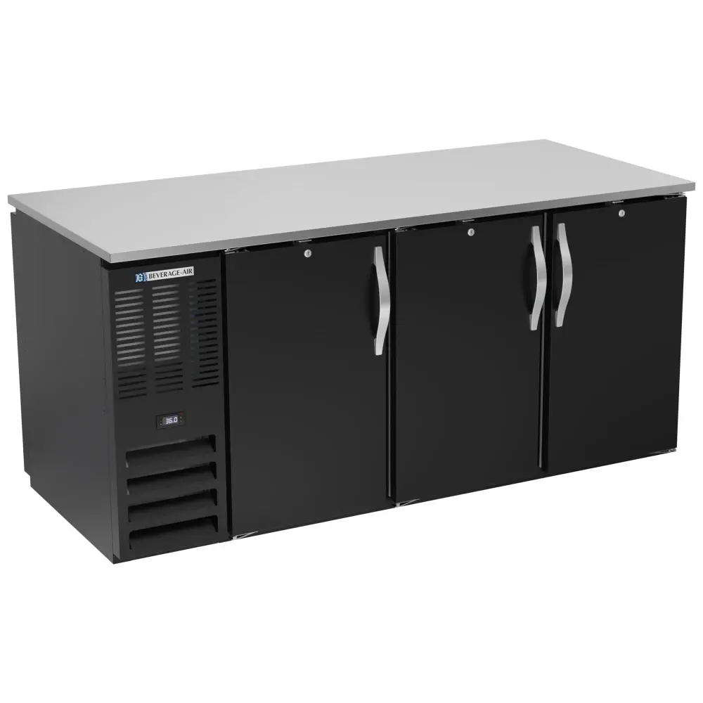 Beverage-Air BB72HC-PT-B 72" Pass Thru Bar Refrigerator - 6 Swinging Solid Doors, Black, 115v
