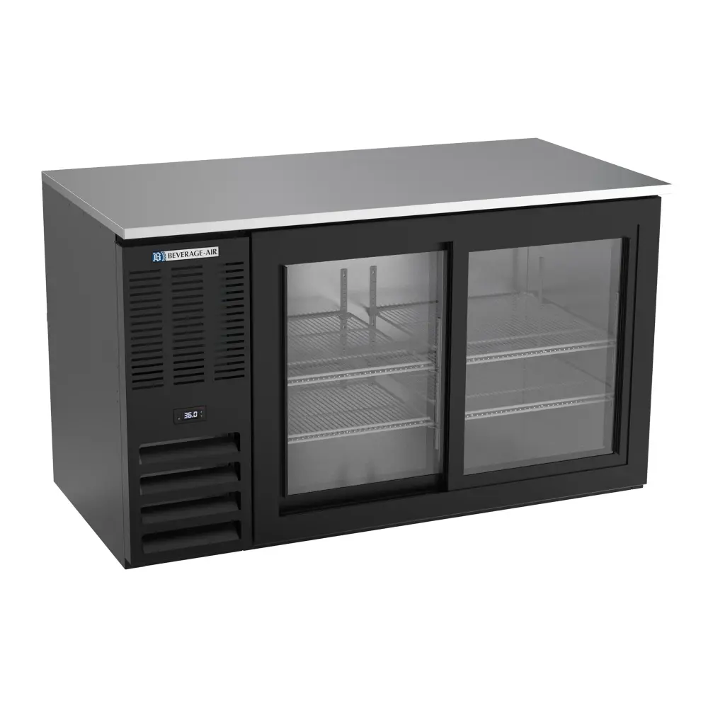 Beverage-Air BB48HC-G-PT-B 48" Bar Refrigerator - 4 Swinging Glass Doors, Black, 115v