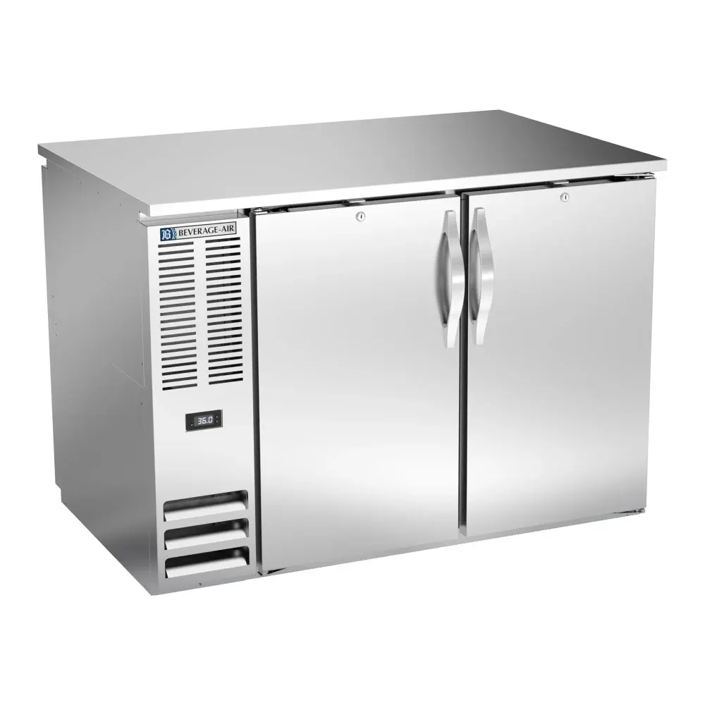 Beverage-Air BB48HC-PT-S 48" Pass Thru Bar Refrigerator - 4 Swinging Solid Doors, Stainless, 115v