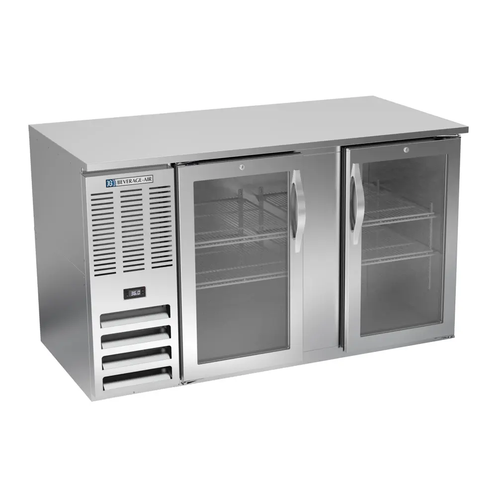 Beverage-Air BB58HC-FG-S 59" Bar Refrigerator - 2 Swinging Glass Doors, Stainless, 115v