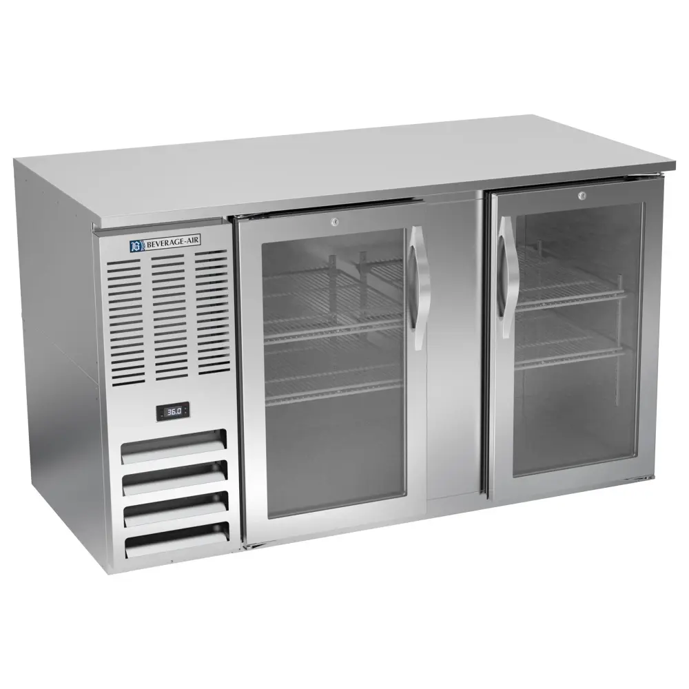 Beverage-Air BB58HC-FG-S 58" Bar Refrigerator - 2 Swinging Glass Doors, Stainless, 115v