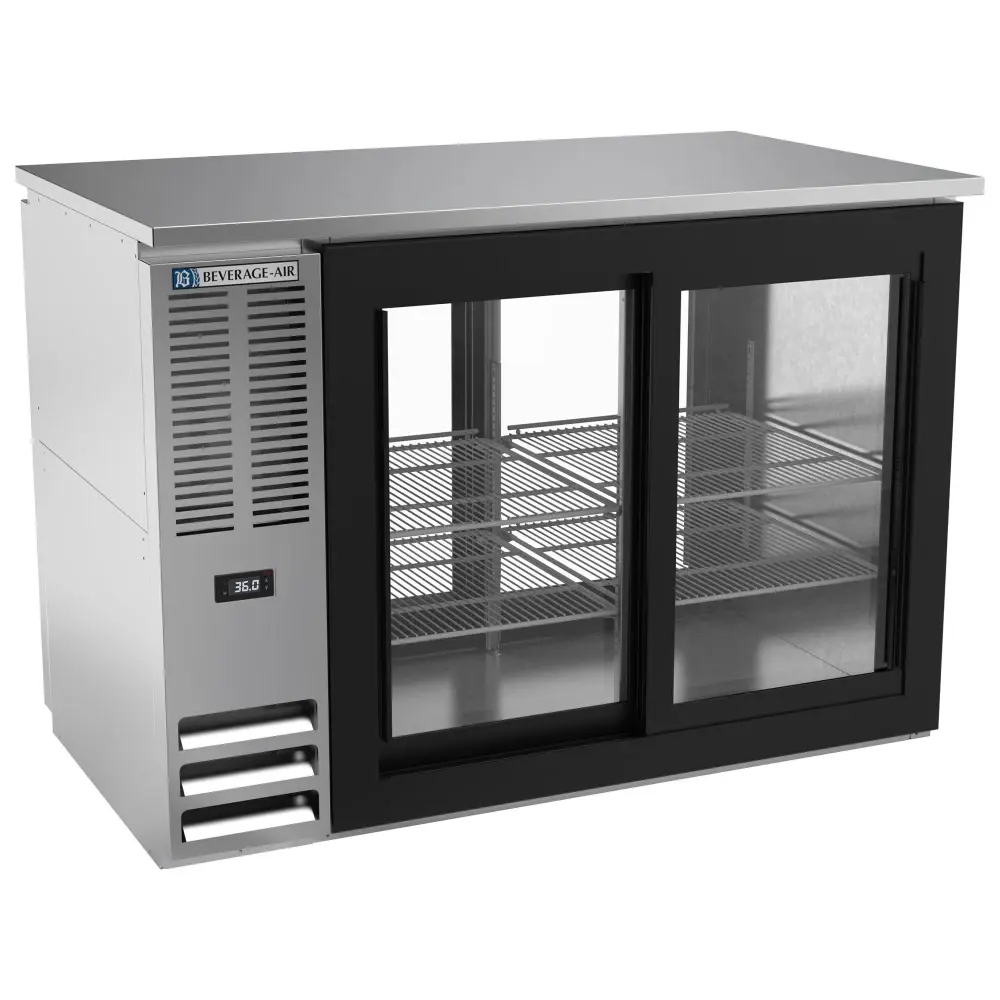Beverage-Air BBN48HC-GS-PT-S 48" Bar Refrigerator - 4 Sliding Glass Doors, Stainless, 115v