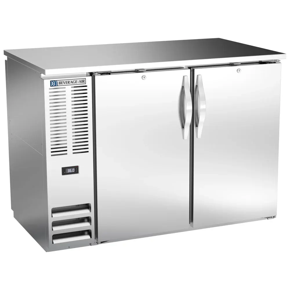 Beverage-Air BBN48HC-F-PT-S 48" Bar Refrigerator - 4 Swinging Solid Doors, Stainless, 115v