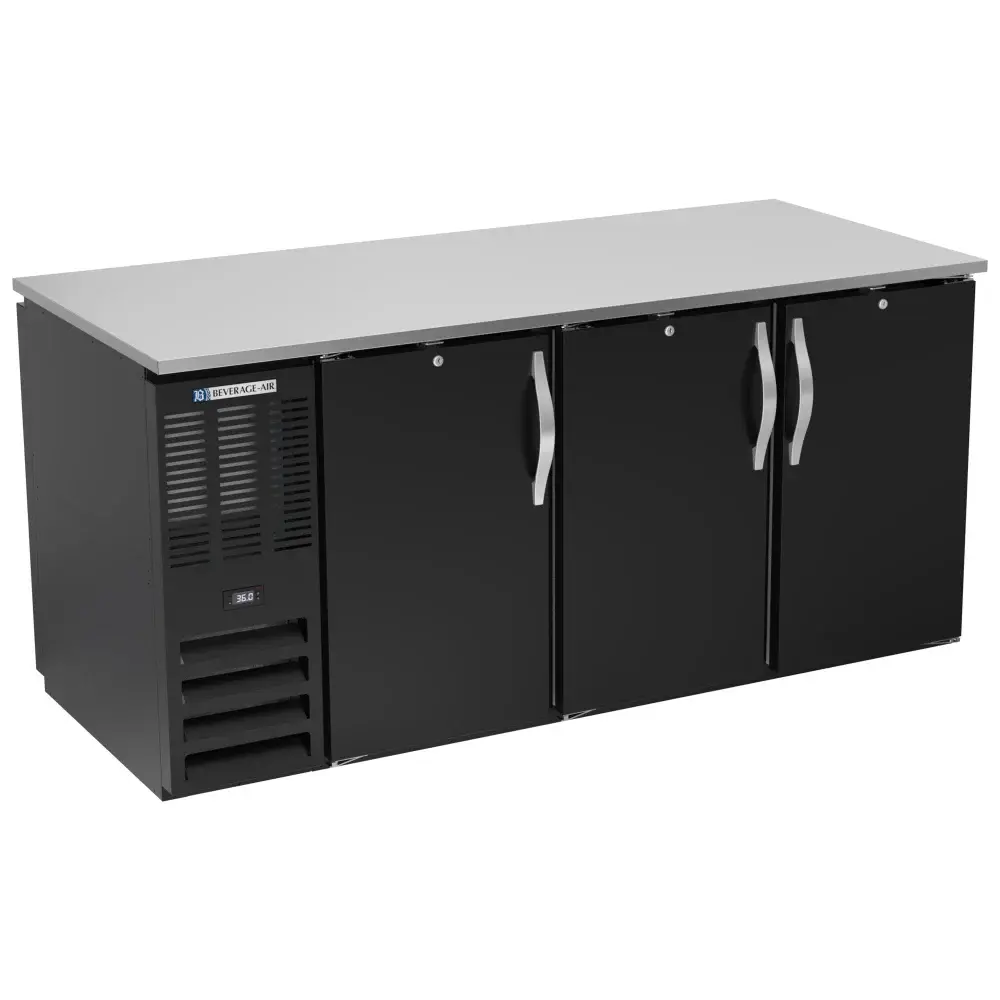 Beverage-Air BB72HC-F-PT-B 72" Bar Refrigerator - 6 Swinging Solid Doors, Black, 115v