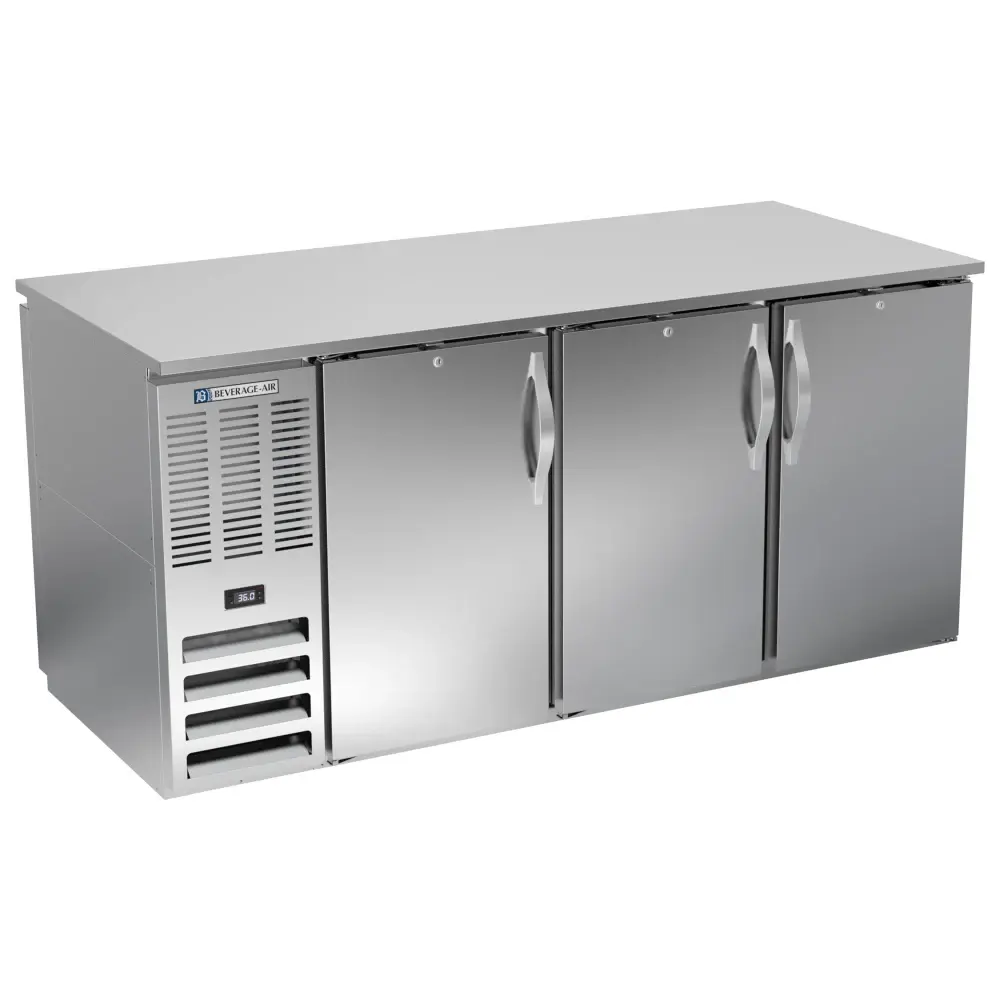 Beverage-Air BB72HC-PT-S 72" Pass Thru Bar Refrigerator - 6 Swinging Solid Doors, Stainless, 115v