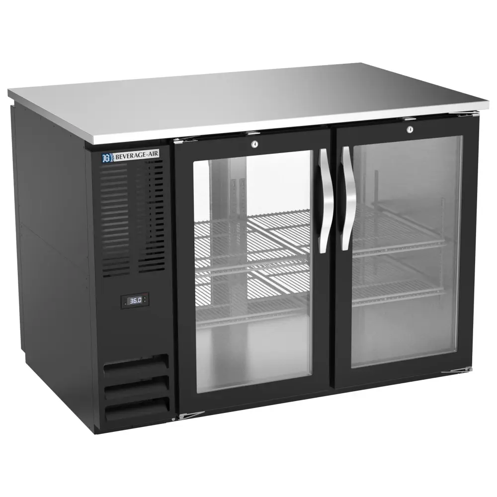 Beverage-Air BB48HC-FG-PT-B 48" Bar Refrigerator - 4 Swinging Glass Doors, Black, 115v