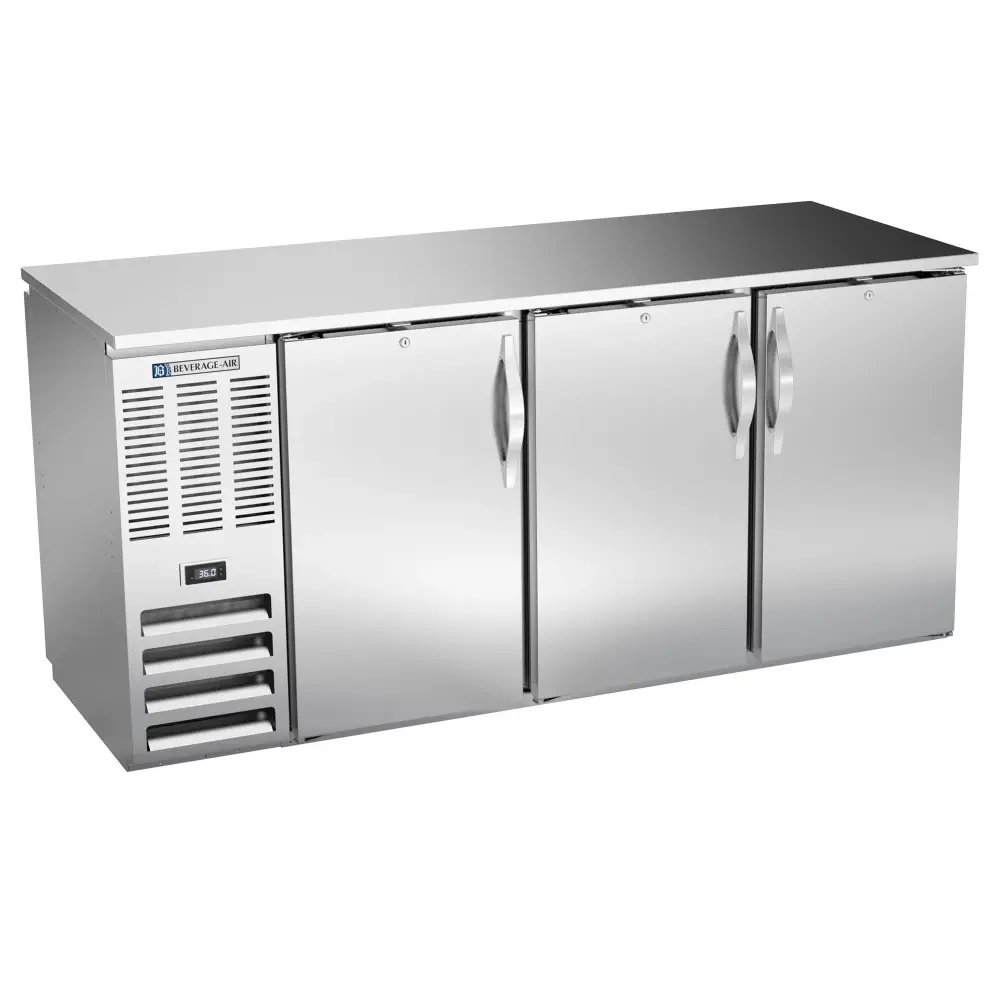 Beverage-Air BBN72HC-PT-S 72" Bar Refrigerator - 6 Swinging Solid Doors, Stainless, 115v