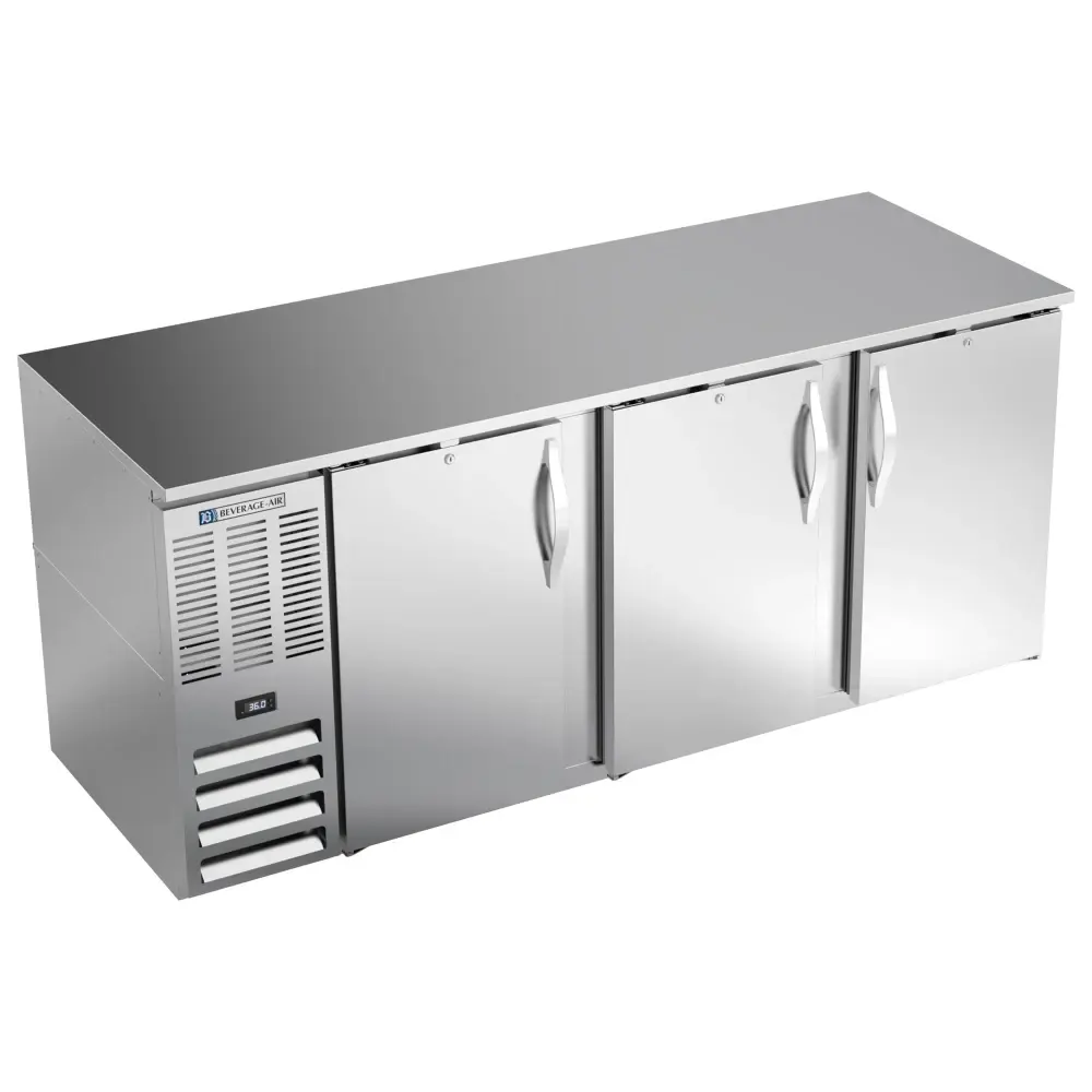 Beverage-Air BB78HC-F-S 78" Bar Refrigerator - 3 Swinging Solid Doors, Stainless, 115v