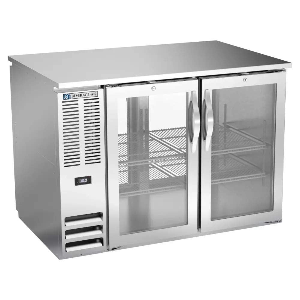 Beverage-Air BB48HC-G-PT-S 48" Bar Refrigerator - 4 Swinging Glass Doors, Stainless, 115v