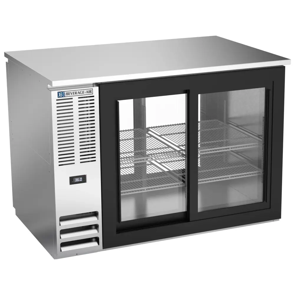 Beverage-Air BB48HC-GS-PT-S 48" Bar Refrigerator - 4 Sliding Glass Doors, Stainless, 115v