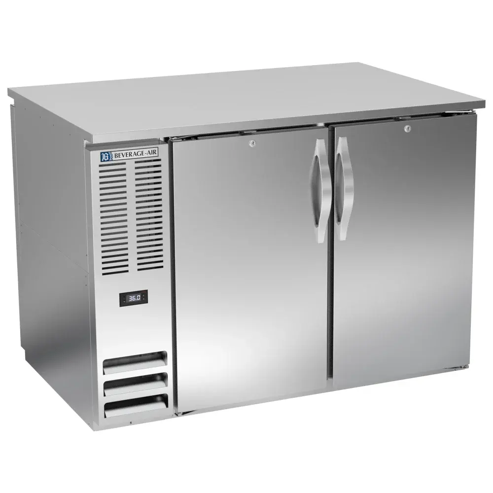 Beverage-Air BB48HC-F-PT-S 48" Bar Refrigerator - 4 Swinging Solid Doors, Stainless, 115v