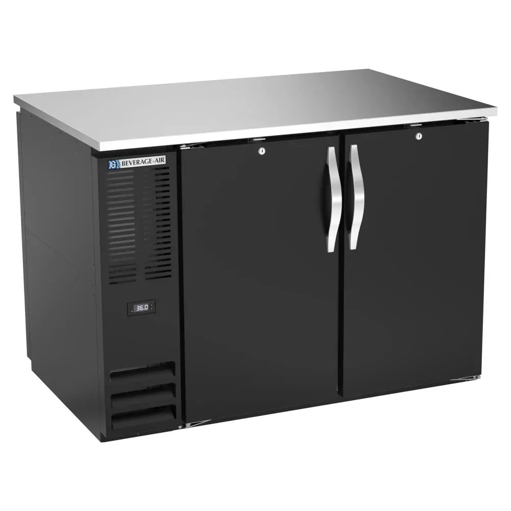 Beverage-Air BB48HC-F-PT-B 48" Bar Refrigerator - 4 Swinging Solid Doors, Black, 115v