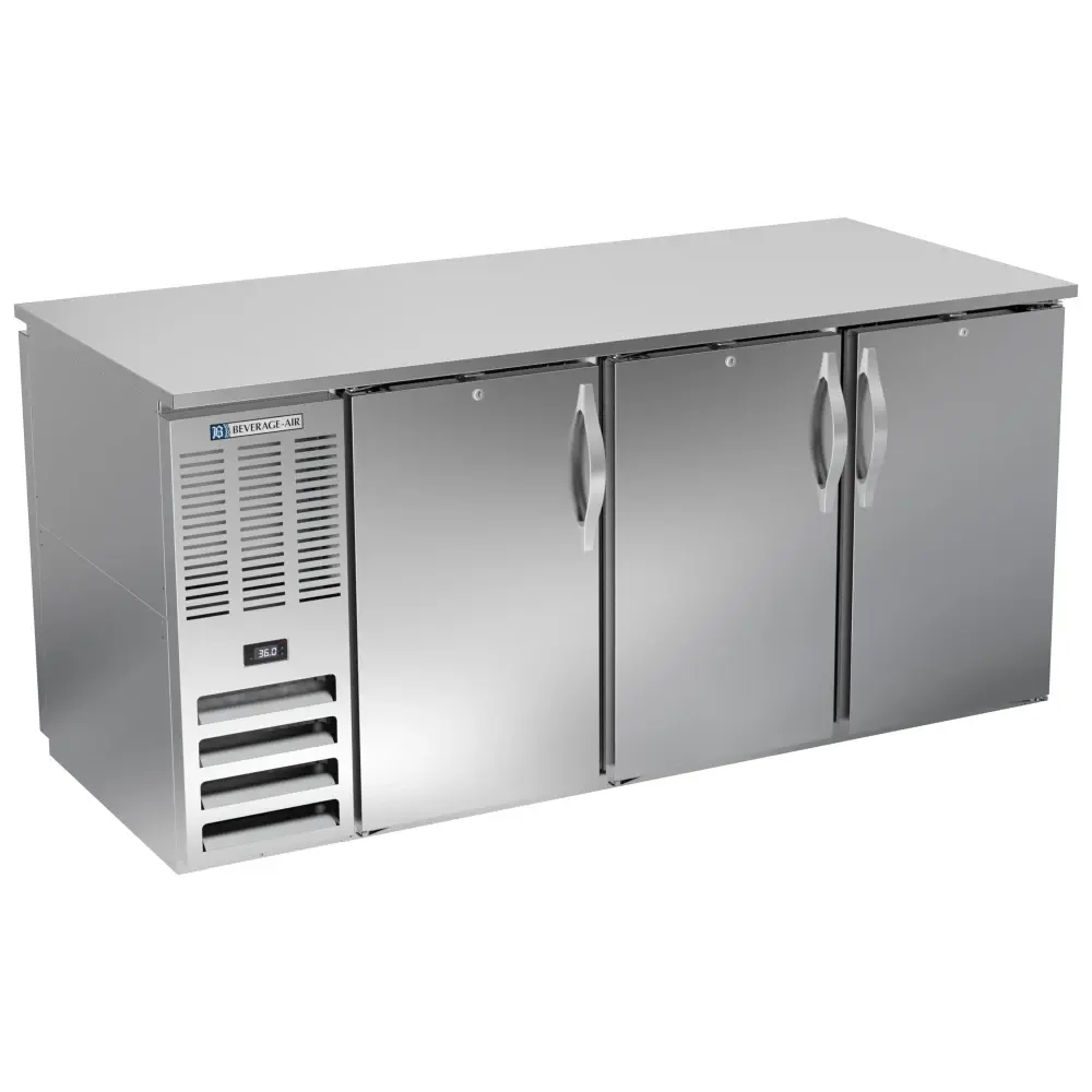 Beverage-Air BB72HC-PT-S 72" Bar Refrigerator - 6 Swinging Solid Doors, Stainless, 115v