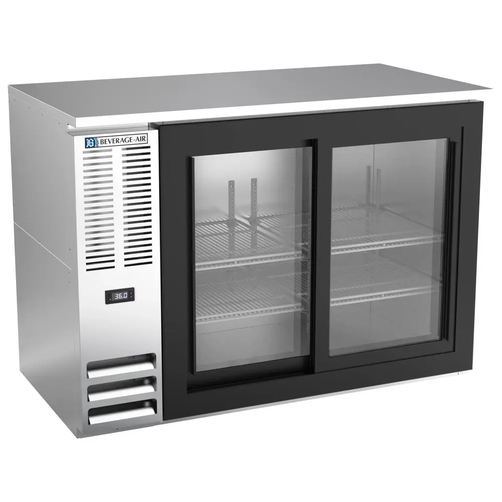 Beverage-Air BBN48HC-F-GS-S 48" Bar Refrigerator - 2 Sliding Glass Doors, Stainless, 115v