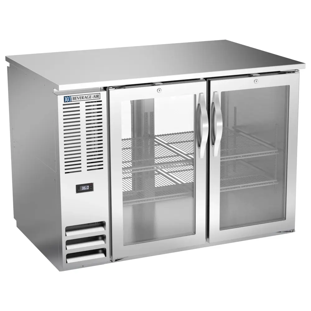 Beverage-Air BB48HC-FG-PT-S 48" Bar Refrigerator - 4 Swinging Glass Doors, Stainless, 115v