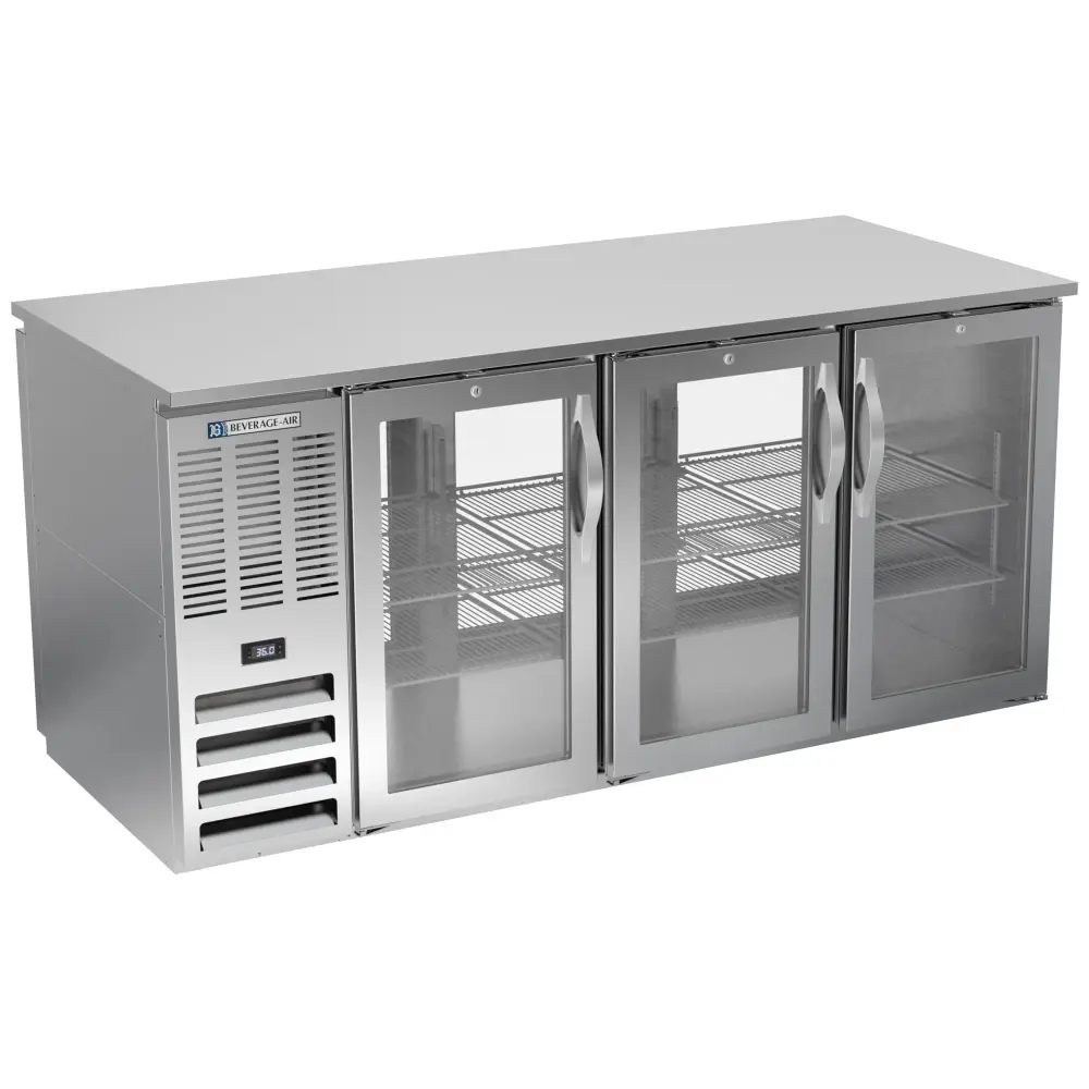 Beverage-Air BB72HC-FG-PT-S 72" Bar Refrigerator - 6 Swinging Glass Doors, Stainless, 115v