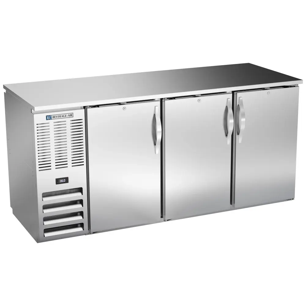 Beverage-Air BBN72HC-F-PT-S 72" Bar Refrigerator - 6 Swinging Solid Doors, Stainless, 115v