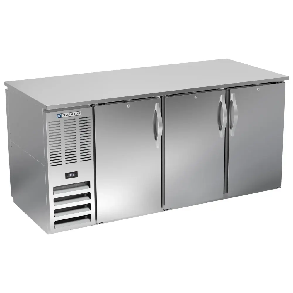 Beverage-Air BB72HC-F-PT-S 72" Pass Thru Bar Refrigerator - 6 Swinging Solid Doors, Stainless, 115v