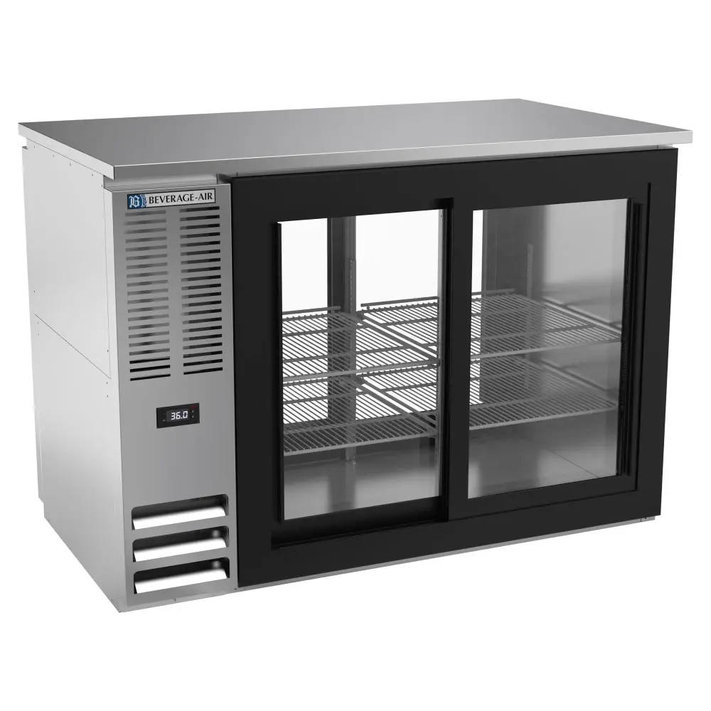 Beverage-Air BBN48HC-F-GS-PT-S 48" Pass Thru Bar Refrigerator - 4 Sliding Glass Doors, Stainless, 115v