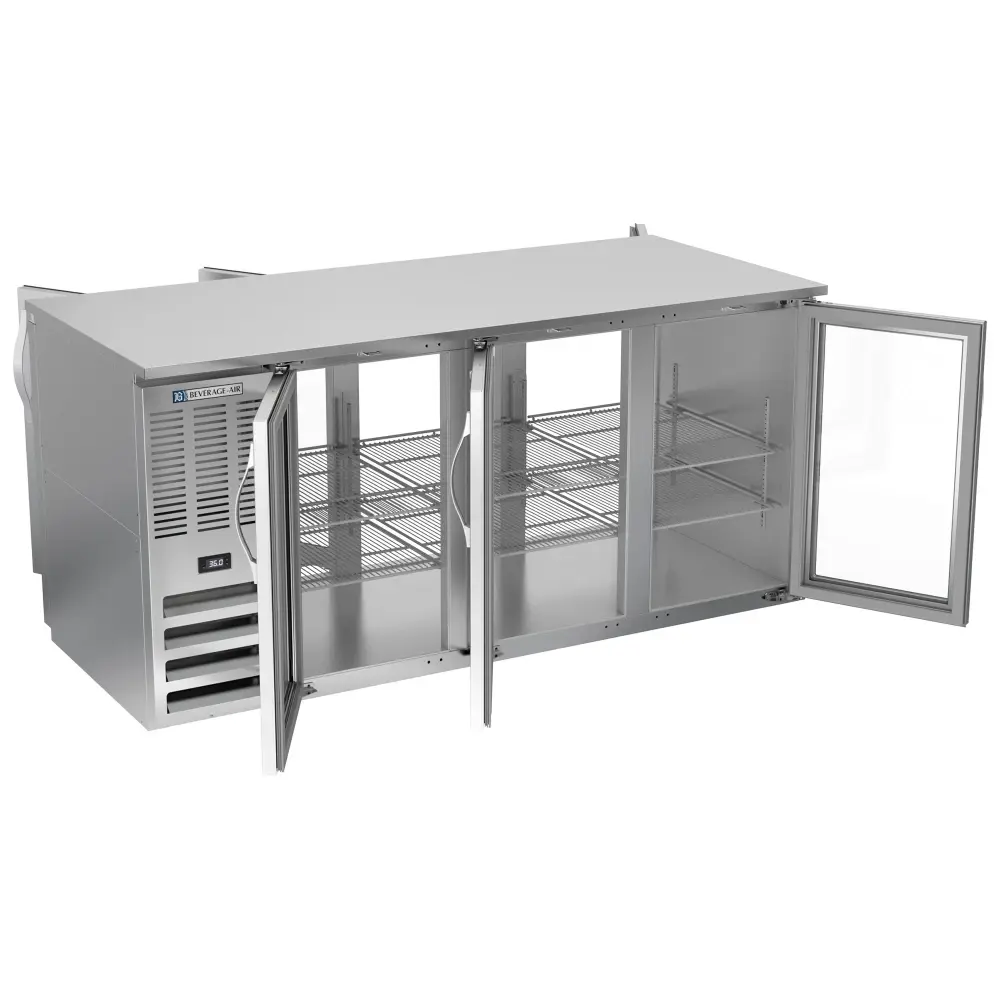 Beverage-Air BB72HC-FG-PT-S 72" Pass Thru Bar Refrigerator - 6 Swinging Glass Doors, Stainless, 115v