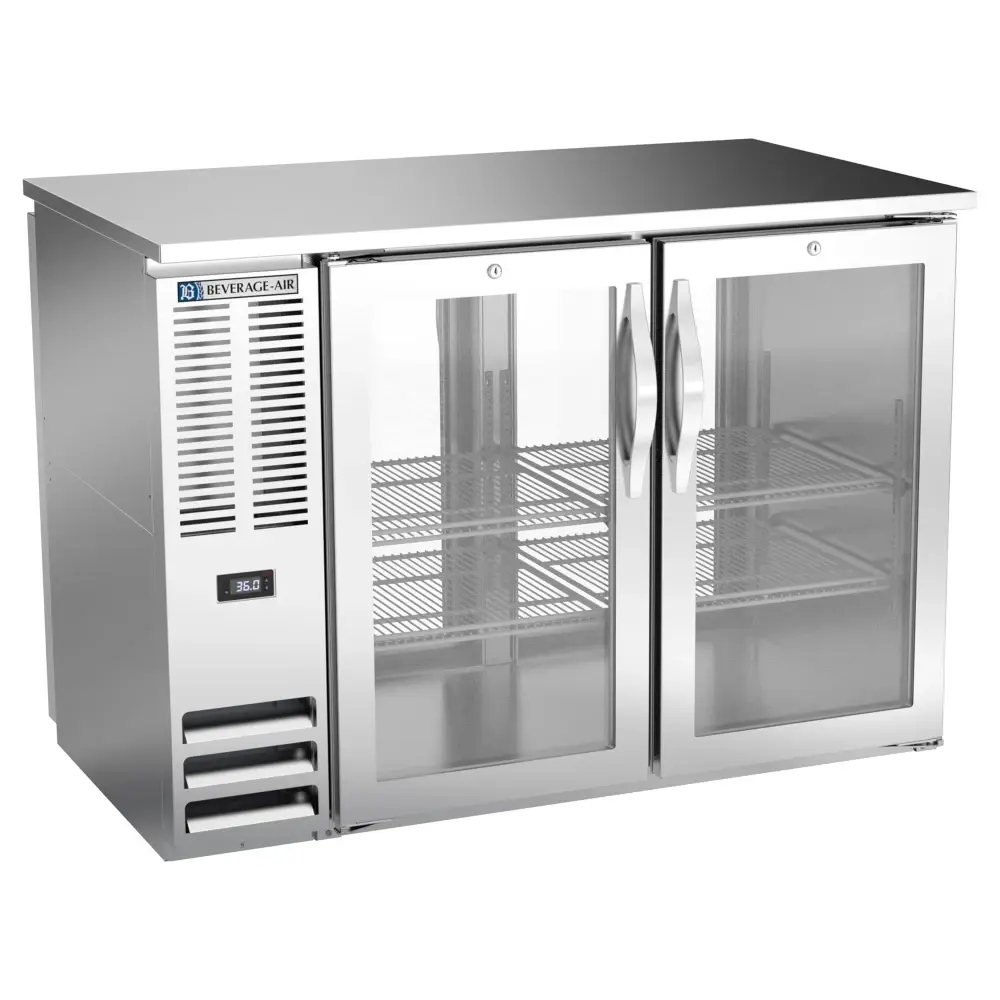 Beverage-Air BBN48HC-FG-PT-S 48" Bar Refrigerator - 4 Swinging Glass Doors, Stainless, 115v