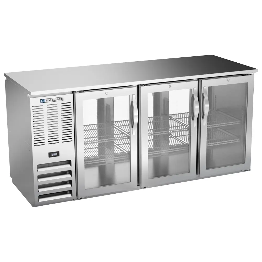 Beverage-Air BBN72HC-F-GS-PT-S 72" Pass Thru Bar Refrigerator - 6 Sliding Glass Doors, Stainless, 115v