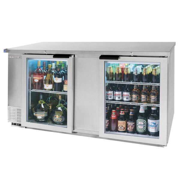 Beverage-Air BB68HC-1-G-S-WINE 69" Stainless Steel Counter Height Glass Door Back Bar Wine Refrigerator