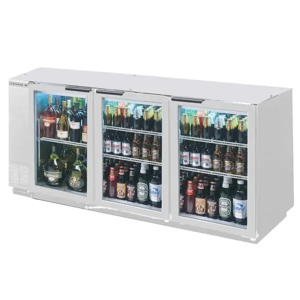 Beverage-Air BB72HC-1-G-S-WINE 72" Stainless Steel Underbar Height Glass Door Back Bar Wine Refrigerator