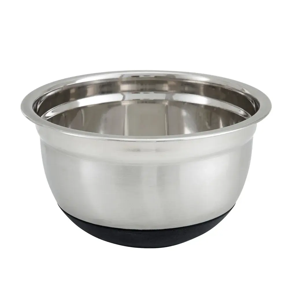 Winco MXRU-800 8 qt German Mixing Bowl, Stainless w/ Black Silicone Base
