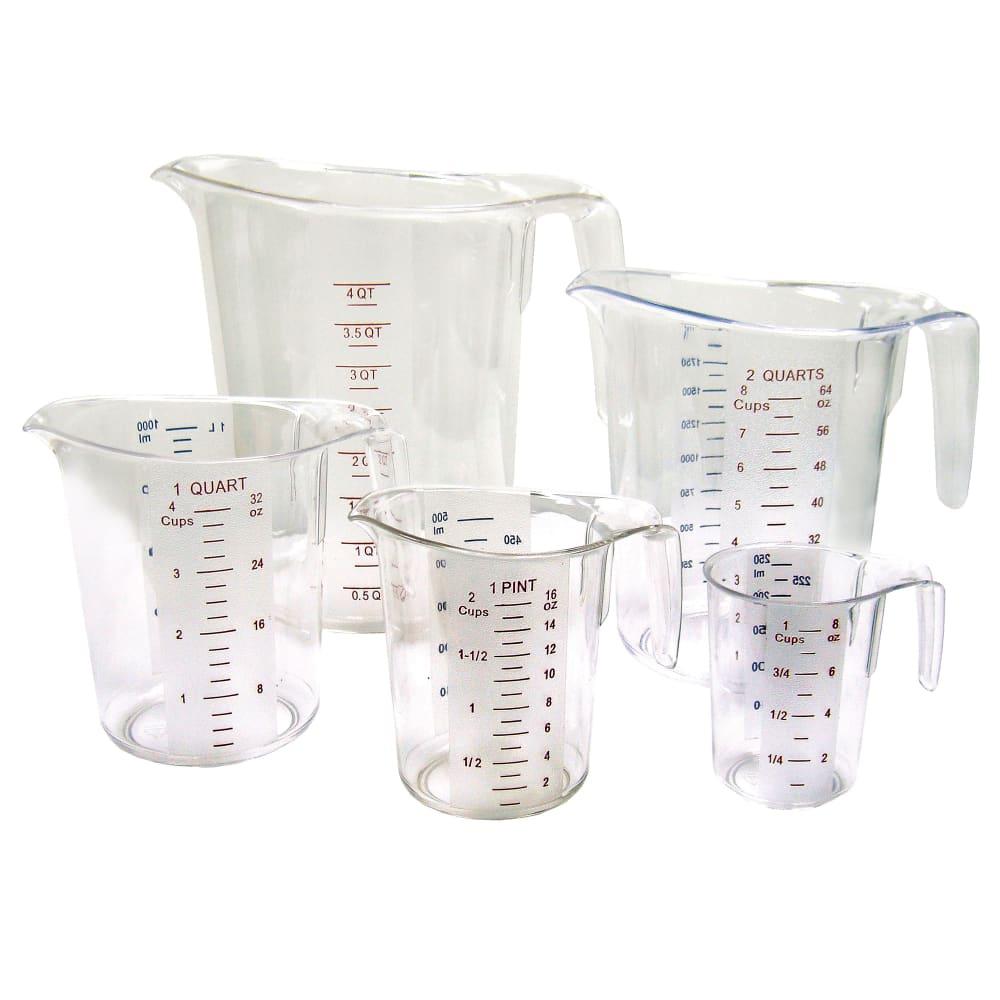 Winco PMCP-5SET 5 Piece Measuring Cup Set - Polycarbonate, Clear