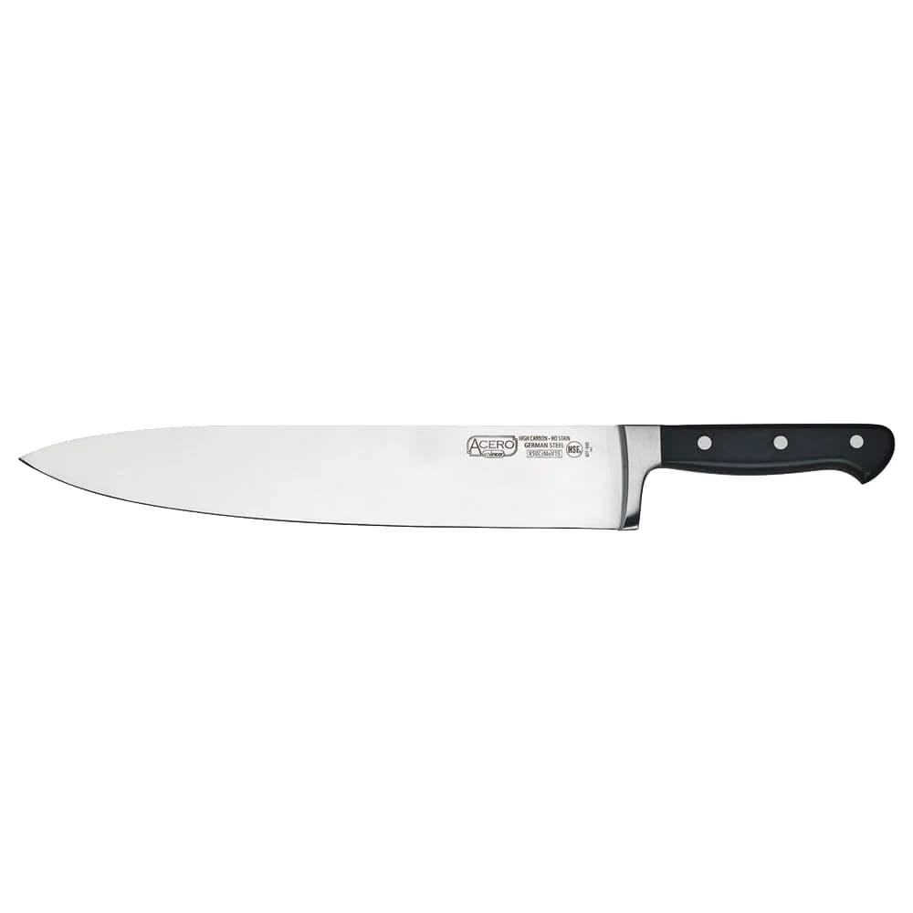 Winco KFP-120 12" Chef Knife, 1 Piece Full Tang, Forged Carbon Steel, POM Handle