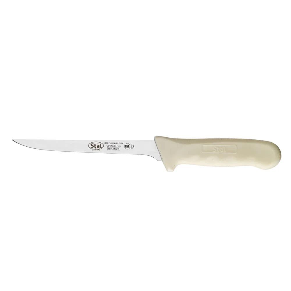 Winco KWP-61 6" Boning Knife w/ Polypropylene White Handle, High Carbon Steel