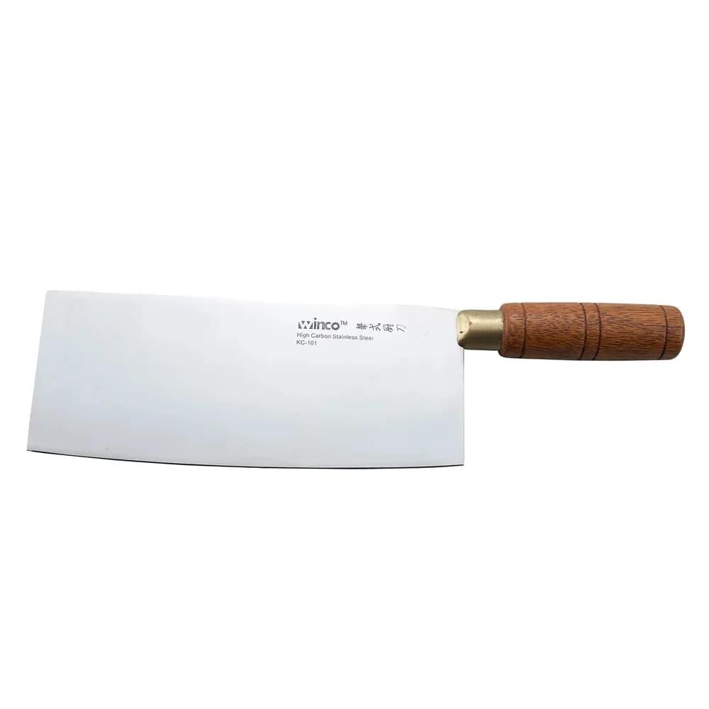 Winco KC-101 8" Chinese Cleaver w/ Wood Handle, Stainless Steel