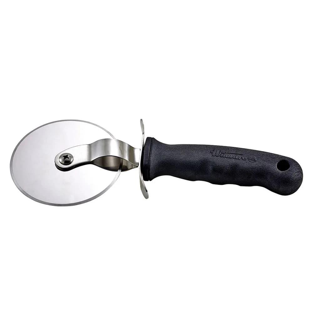 Winco VP-316 4" Pizza Cutter w/ Black Plastic Handle, Stainless Steel
