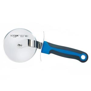 Winco KSTK-40 4" Pizza Cutter w/ Black/Blue Plastic Handle, Stainless Steel